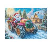 Père Noël Tracteur Neige d’Hiver 500 Pièces Puzzle Adolescent en Carton Rigide Difficulté Moyenne Activité Éducative Voyage Déplacement Cadeau Anniversaire Petit Prix 500 PCS