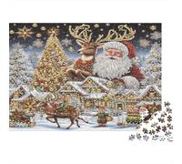 Père Noël Village de Noël Puzzle 1000 Pièces Papier pour Adultes Scène de Nuit Jeu de Puzzle 1000 Pièces 38x26cm/1000pcs