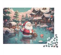 Père Noël Winter Scene 1000 Pièces 3 Couches Carton Illustration Festive Dessin Puzzle, Jeu Difficile Adultes, Décompression, Décor Mural & Cadeau Partenaires 52x38cm/1000pcs