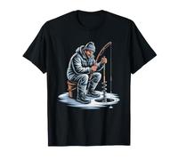 Pere Pecheur sur Glace Silhouette Tariere Lac Gele T-Shirt