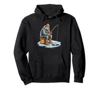 Pere Pecheur sur Glace Vortex Polaire Neige Hiver Lac Gele Sweat à Capuche
