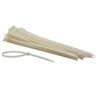 Perel Attaches en nylon blanches, 100 pièces, liens de câble 400 x 7,6 mm, résistant aux UV, auto-verrouillables, 54 kg de traction, pour applications lourdes à l'intérieur et à l'extérieur