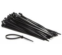 Perel Attaches en nylon noir, 100 pièces, liens de câble 200 x 4,6 mm, résistant aux UV, auto-verrouillables, 23 kg de traction, pour applications lourdes à l'intérieur et à l'extérieur