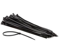 Perel Attaches en nylon noir, 100 pièces, serre-câbles 300 x 4,8 mm, résistant aux UV, auto-verrouillable, force de traction 36 kg, pour applications lourdes à l'intérieur et à l'extérieur