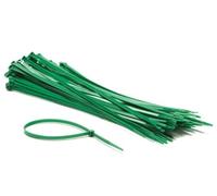 Perel Attaches en nylon vert, 100 pièces, serre-câbles 300 x 4,8 mm, résistant aux UV, auto-verrouillable, 36 kg de traction, pour applications lourdes à l'intérieur et à l'extérieur