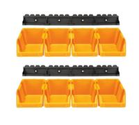 Perel Bac à bec, 8 pièces, 2 supports, empilable, plastique, 103 x 165 x 75 mm, jaune