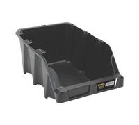 Perel Bac à bec empilable en plastique pour vis et petites pièces, bac de rangement avec porte-étiquette pour atelier garage entrepôt, noir, 12 l, 217 x 360 x 155 mm