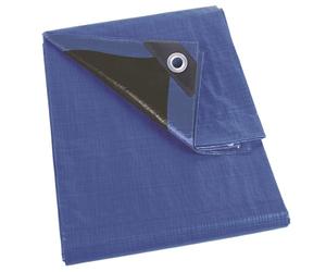 Perel Bâche, bâche imperméable, bache de Protection extérieur, hivernage, très résistante, 26 œillets, Angles renforcés, rectangulaire, Bleu/Noir, 180 g/m², 5 x 8 m