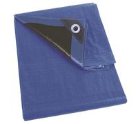 Perel Bâche, bâche imperméable, bache de Protection extérieur, hivernage, très résistante, 32 œillets, Angles renforcés, rectangulaire, Bleu/Noir, 180 g/m², 6 x 10 m