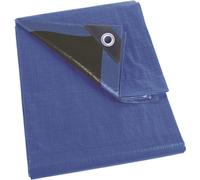 Perel bâche, ultra résistante, 26 anneaux, coins renforcés, rectangulaire, bleu/noir, 180 g/m², 5 x 8 m