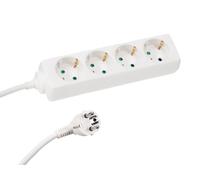 Perel Bloc multiprise, 4 Prises schuko (Type F), 1.5 m, 3G1.5, Usage intérieur, Blanc