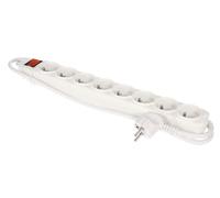 Perel Bloc multiprise avec Interrupteur, Protection Contre Les surcharges, 8 Prises avec Terre française (Type E), 1.5 m, 3G1.5, Usage intérieur, Blanc