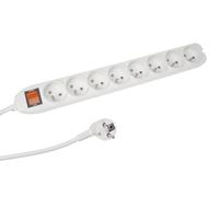 Perel Bloc multiprise avec Interrupteur, Protection Contre Les surcharges, 8 Prises avec Terre française (Type E), 1.5 m, 3G1.5, Usage intérieur, Blanc