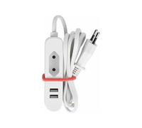 Perel Bloc multiprise USB, multiprise électrique, rallonge Electrique USB, Prise Multiple avec USB, 1 Prise Euro et 2 Ports USB, Usage intérieur, idéal en Voyage, câble 1.5 m