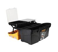 Perel Boîte à outils, polypropylène, avec système cantilever, 1 organiseur dans le couvercle et 2 plateaux porte-outils dans le couvercle, poignée rabattable et prises latérales, fermetures en