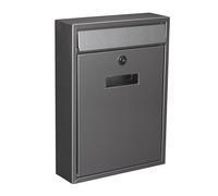 Perel Boîte aux Lettres Ibiza, boîte aux Lettres Murale extérieure, Montage Mural, avec Porte-nom Serrure et clapet verrouillable 2 clés, INOX, 36 x 26 x 8 cm, argenté