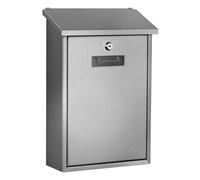 Perel Boîte aux Lettres Murale Berlin pour extérieur Gris Argent avec Porte-nom et Serrure, boîte aux Lettres en Acier Inoxydable avec 2 clés et Accessoires de Fixation, résistante aux intempéries