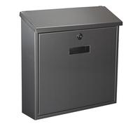 Perel Boîte aux Lettres Murale extérieure Monaco Gris Argent avec Porte-nom et Serrure, boîte aux Lettres en Acier Inoxydable avec 2 clés et Accessoires de Fixation, résistante aux intempéries