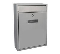 Perel Boite aux Lettres Murale Ibiza pour Exterieur Gris Argente avec Plaque et Serrure, modele Compact en Metal