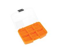 Perel Boîte d’assortiment, boîte de rangement en plastique, 6 compartiments fixes, couvercle transparent, empilable, format compact, pour vis écrous clous, petites pièces, loisirs et déplacement