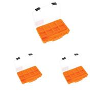 Perel Boîte d’assortiment, boîte de rangement en plastique, 9 compartiments fixes, couvercle transparent, empilable, format moyen, pour vis écrous clous, petites pièces, atelier et loisirs (Lot de 3)