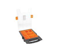 Perel Boîte d’assortiment, boîte de rangement en plastique avec 10 bacs amovibles, couvercle transparent, empilable, avec poignée, pour vis écrous clous et petites pièces