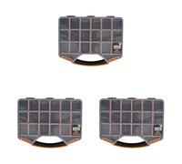 Perel Boîte d’assortiment, boîte de rangement en plastique, max. 20 compartiments, 16 séparateurs amovibles, couvercle transparent, empilable, pour vis écrous clous, petites pièces, atelier garage