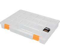 Perel boîte d'assortiment, 21 compartiments fixes, empilable, 276 x 203 x 42 mm, transparent/orange