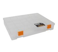 Perel boîte d'assortiment, 21 compartiments fixes, empilable, 324 x 247 x 51 mm, transparent/orange
