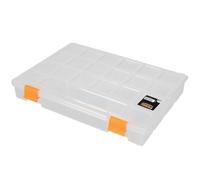 Perel Boite de rangement, 21 compartiments fixes, empilable, 276 x 203 x 42 mm, transparent/orange