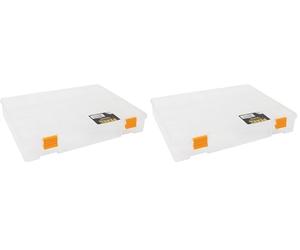 Perel Boite de rangement, 21 compartiments fixes, empilable, 324 x 247 x 51 mm, transparent/orange (Lot de 2)