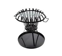 Perel Brasero, avec Grille chromé, bac à Cendres, Rond, 53.5 x Ø 50 cm, métal revêtu, Noir