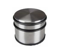 Perel Butoir de porte, cale-porte en acier inoxydable, rond, butoir porte sol, block porte, butée de porte sol, arret sans perçage, caoutchouc antidérapant, gris, 9 x 7.5 cm, 1 kg