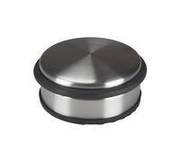 Perel Butoir de porte, cale-porte en acier inoxydable, rond, butoir porte sol, block porte, butée de porte sol, arret sans perçage, caoutchouc antidérapant, gris argenté, 10 x 4 cm, 1 kg