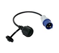 Perel Câble Adaptateur, H07RN-F 3G2.5, 0.4 m, 16 A/230 V, 3680 W, CEE vers Type F, Usage intérieur et extérieur, Caoutchouc, Bleu