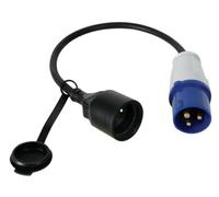 Perel Câble adaptateur, H07RN-F 3G2.5, 0.4 m, 16 A/230 V, 3680 W, CEE vers type E, usage intérieur et extérieur, caoutchouc, bleu