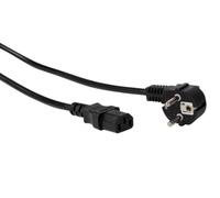 Perel Câble d'alimentation, H05VV-F 3G1, 1.5 m, 10 A/230 V, 2500 W, Type E/F 90° vers C13, Usage intérieur, PVC, Noir