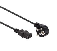 Perel Câble d'alimentation, H05VV-F 3G1, 2.5 m, 10 A/230 V, 2500 W, Type E/F 90° vers C13, Usage intérieur, PVC, Noir