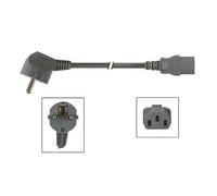 Perel Câble d'alimentation, H05VV-F 3G1, 3 m, 10 A/230 V, 2500 W, type E/F 90° vers C13, usage intérieur, PVC, gris