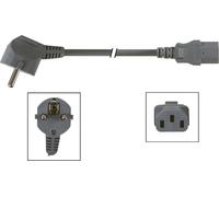 Perel Câble secteur, H05VV-F 3G1, 3 m, 10 A/230 V, 2500 W, type E/F 90° sur C13, pour l'intérieur, PVC, gris