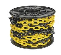 Perel Chaîne de balisage, sur rouleau, pour la délimitation des zones dangereuses ou interdites d'accès, utilisation intérieure et extérieure, plastique, noir/jaune, 25 m, 8 mm