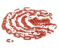 Perel Tools Chaîne de balisage plastique rouge/blanc 5 m 6 mm intérieur et extérieur