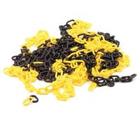 Perel Chaîne de balisage, pour la délimitation des zones dangereuses ou interdites d'accès, utilisation intérieure et extérieure, plastique, noir/jaune, 10 m, 6 mm