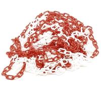 Perel Chaîne de délimitation, pour la délimitation de zones dangereuses et la restriction d'accès, pour l'intérieur et l'extérieur, plastique, rouge/blanc, 25 m, 6 mm