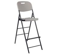 Perel Chaise de Bar Haute Pliante Blanche avec Dossier et Repose-Pieds en Plastique pour intérieur et extérieur, idéale pour Les fêtes et la Restauration, avec Structure en Acier et résistant aux