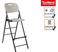 Perel Chaise haute pliante blanche pour l'intérieur et l'extérieur, tabouret de bar, avec dossier et repose-pieds,