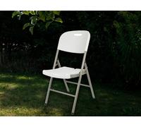 Perel Chaise pliante, pliable, résistante aux intempéries, poignée de transport, maximum 300 kg, blanc