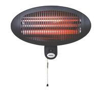 Perel Tools Chauffage de terrasse mural 2000W quartz 3 niveaux noir, résistant aux projections d'eau