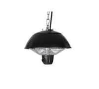 Perel Chauffage de terrasse, 600 W, halogène, montage au plafond, avec chaîne, interrupteur marche/arrêt, 1 niveau de chauffage, protégé contre les projections d'eau, métal, noir