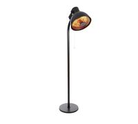 Perel Chauffage de terrasse, chauffage extérieur terrasse, parasol chauffant, 2000 W, avec cordelette, protection anti-basculement, 3 niveaux de chaleur et pied, métal, noir